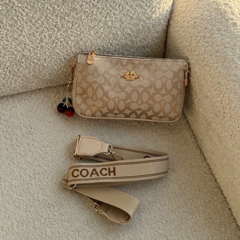 کیف مستطیلی کوچ کرم پارچه ای